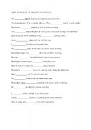 English worksheet: simple present tense