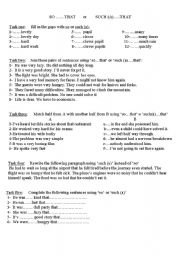 English Worksheet:     SO.......THAT  or   SUCH(A).......THAT