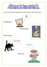 English worksheet: sounds animals do