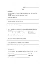 English worksheet: QUIZ  Family & Expressing Quantity