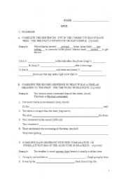 English Worksheet: Quiz on  PAST CONTINUOUS OR PAST SIMPLE