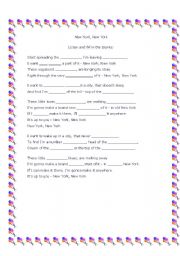 English worksheet: New York, New York