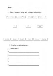 English Worksheet: Nationalities