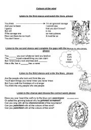 English Worksheet: song 