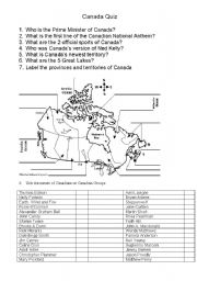 English Worksheet: Canada Quiz