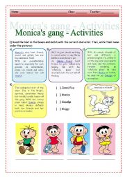 English Worksheet: Activies with Monicas gang - reading and puzzle
