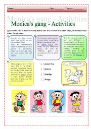 English Worksheet: Activies with Monicas gang - reading and puzzle