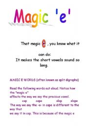 English Worksheet: The magic e