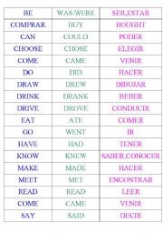 English Worksheet: irregular verbs game
