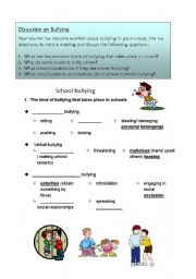 English Worksheet: School Bullying_discussion notes 