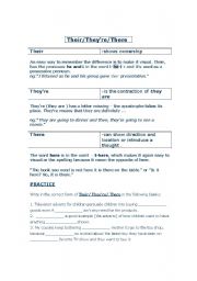 English Worksheet: There, Their and Theyre