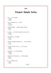 English worksheet: Quiz- present Simple Tense