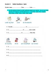 English worksheet: Quiz-Daily Routine