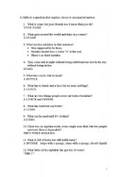 English Worksheet: Riddles & Answers