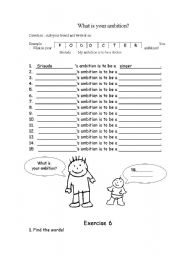 English Worksheet: What is your ambition?