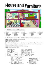 English Worksheet: House and Furniture