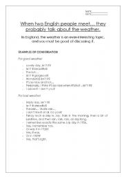 English worksheet: When two english people meet... they probably talk about the weather