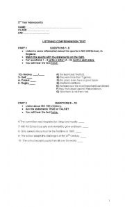 English worksheet: Listening