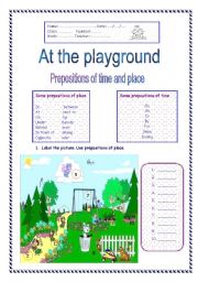 English Worksheet: At the playground