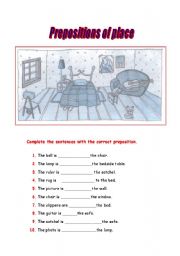 English Worksheet: Prepositions of place