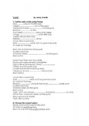 English worksheet: Song and practise worksheet: Lady by Lenny Cavitz