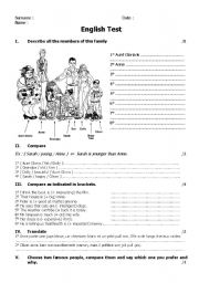 English Worksheet: Compare the members of the family