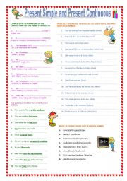 English Worksheet: Present Simple and Present Continuous