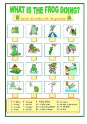 English Worksheet: What is the frog doing ....