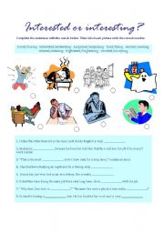 English Worksheet: Interested or interesting?