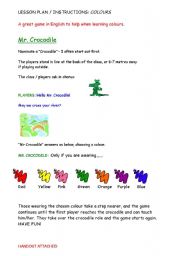 English Worksheet: FUN WITH COLOURS - A CROCODILE GAME