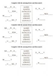 English Worksheet: Days