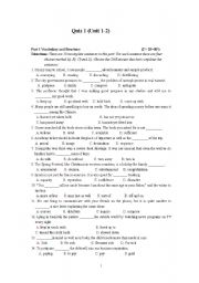 English Worksheet: test for vocabulary and reading