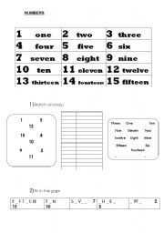 English Worksheet: NUMBERS