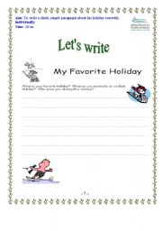 English worksheet: writing for my holiday