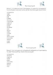 English Worksheet: The shopping list