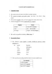 English Worksheet: countable and uncountable nouns