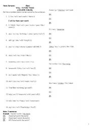 English worksheet: Future Tense will