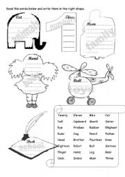 English Worksheet: word family