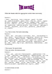 English Worksheet: The article