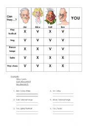 English Worksheet: Practice on can for ability