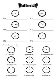 English Worksheet: What time is it?