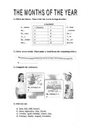 English Worksheet: THE MONHS OF THE YEAR