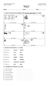 English Worksheet: demonstratives