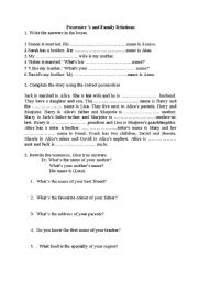 English Worksheet: possessives and possessive adjectives