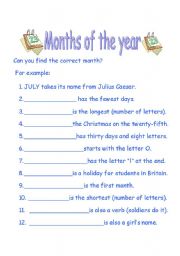 English Worksheet: Months of the Year  