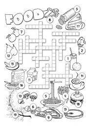 English Worksheet: Food Crossword 1