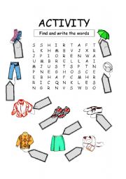 English Worksheet: clothes