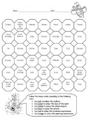 English Worksheet: Colour the honey combs
