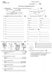 English Worksheet: test for 4th year