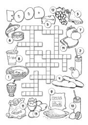 English Worksheet: Food Crossword 2